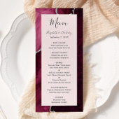 Burgundy Silver Agate Blush Pink Wedding Menu