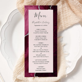 Burgundy Silver Agate Blush Pink Wedding Menu
