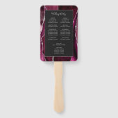 Burgundy Silver Agate Dark Wedding Program Handwaaier (Achterkant)