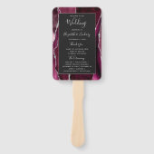 Burgundy Silver Agate Dark Wedding Program Handwaaier (Voorkant)