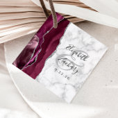 Burgundy Silver Agate Marble Wedding Bedankjes Labels