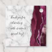 Burgundy Silver Agate Marble Wedding Bedankjes Labels (Achterkant)