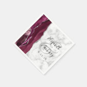 Burgundy Silver Agate Marble Wedding Napkins Servet (Hoek)
