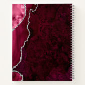 Burgundy Silver Agate Navy Blue Wedding Guest Notitieboek (Achterkant)