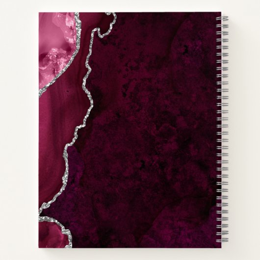 Burgundy Silver Agate Navy Blue Wedding Guest Notitieboek (Achterkant)