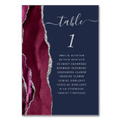 Burgundy Silver Agate Navy Blue Wedding Kaart (Achterkant)
