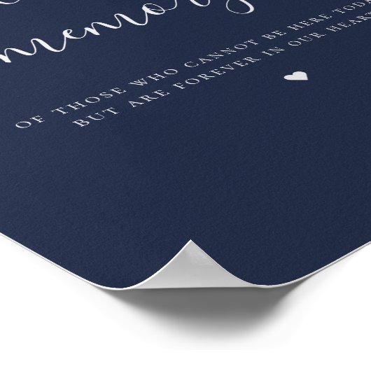 Burgundy Silver Agate Navy Blue Wedding Memorial Poster (Hoek)