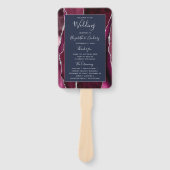 Burgundy Silver Agate Navy Blue Wedding Program Handwaaier (Voorkant)