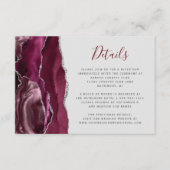 Burgundy Silver Agate Pale Gray Wedding Details Informatiekaartje (Voorkant)