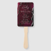 Burgundy Silver Agate Script Wedding Program Handwaaier (Voorkant)