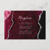 Burgundy Silver Agate Script Wedding Reception Informatiekaartje (Voorkant)