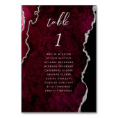 Burgundy Silver Agate Wedding Kaart (Achterkant)
