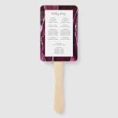 Burgundy Silver Agate Wedding Programme Handwaaier (Achterkant)