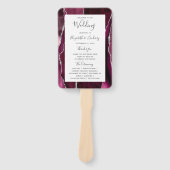Burgundy Silver Agate Wedding Programme Handwaaier (Voorkant)