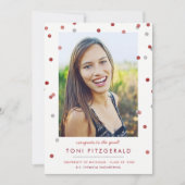 Burgundy & Silver Confetti Photo Afstuderen Kaart (Voorkant)