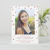 Burgundy & Silver Confetti Photo Afstuderen Kaart (Staand voorkant)