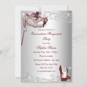 Burgundy Silver Dress masquerade Quinceanera mask Kaart (Achterkant)