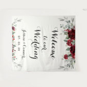 Burgundy Silver Eucalyptus Welkom op ons huwelijk Wandkleed (Voorkant (horizontaal))