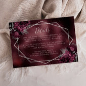Burgundy Silver Floral Lijst Wedding Details Informatiekaartje