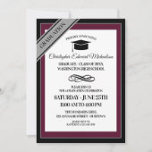 Burgundy|Silver Formal Graduings Berichten Kaart (Voorkant)