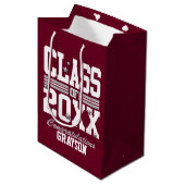 Burgundy|Silver Graduing Class Year Medium Cadeauzakje (Voorkant Gekanteld)