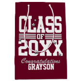 Burgundy|Silver Graduing Class Year Medium Cadeauzakje (Voorkant)