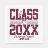 Burgundy|Silver Graduing Class Year Servet (Voorkant)