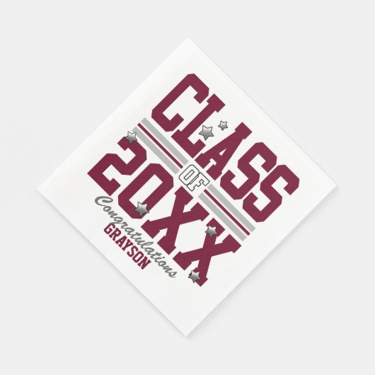 Burgundy|Silver Graduing Class Year Servet (Hoek)