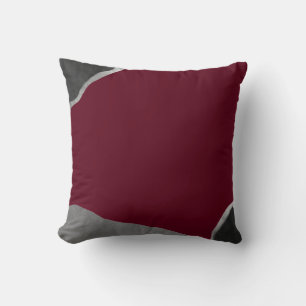 Burgundy Silver Gray Minimalist Abstract Kussen