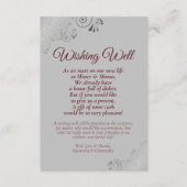 Burgundy & Silver Gray Wedding Wishing Well Poem Informatiekaartje (Voorkant)
