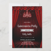 Burgundy Silver masquerade Quinceanera nodigen Kaart (Voorkant)