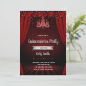 Burgundy Silver masquerade Quinceanera nodigen Kaart (Staand voorkant)