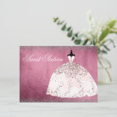 Burgundy Silver Roos Gold Pink Sweet 16 Invite Kaart (Staand voorkant)