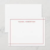 Burgundy Simple Border Corner Square Note Kaart Notitiekaartje (Voorkant / Achterkant)