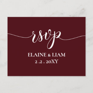 Burgundy Simple Calligraphy Modern RSVP Uitnodiging Briefkaart