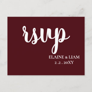 Burgundy Simple Calligraphy Modern RSVP Uitnodiging Briefkaart
