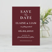 Burgundy Simple Calligraphy Modern Save the Date (Staand voorkant)