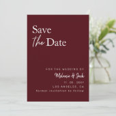 Burgundy Simple Calligraphy Photo Save the Date (Staand voorkant)