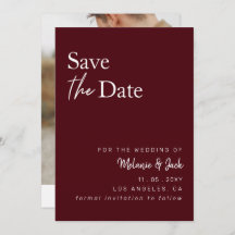 Burgundy Simple Calligraphy Photo Save the Date