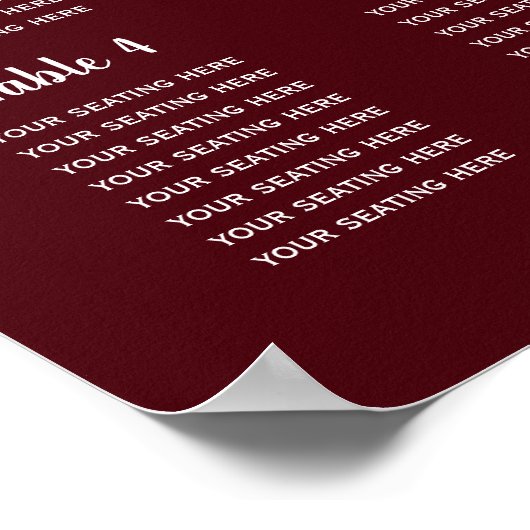 Burgundy Simple Calligraphy Wedding Seating Poster (Hoek)