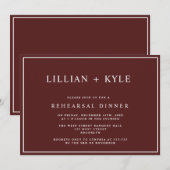Burgundy Simple Chic Rehearsal Dinner Invitation Kaart (Voorkant / Achterkant)