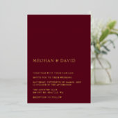 Burgundy Simple Elegant Modern Wedding Folie Uitnodiging (Staand Voorkant)