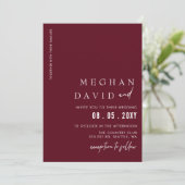 Burgundy Simple Elegant Modern Wedding Kaart (Staand voorkant)