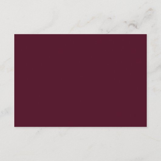 Burgundy Simple Elegant Script-accommodatie Informatiekaartje (Achterkant)