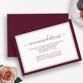 Burgundy Simple Elegant Script-accommodatie Informatiekaartje