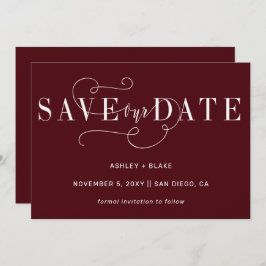Burgundy Simple Handwrite Calligrafie Save The Date