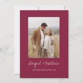 Burgundy Simple Minimalist Boho Photo Wedding Kaart (Achterkant)