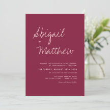 Burgundy Simple Minimalist Modern Wedding