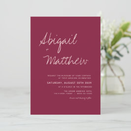 Burgundy Simple Minimalist Modern Wedding Kaart
