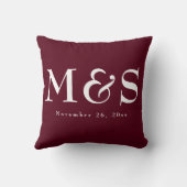 Burgundy Simple Modern Chic Script Wedding Kussen (Achterkant)